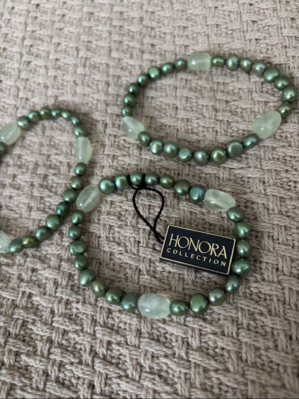 Honora Green Freshwater Pearl & Pale Green Bead Bracelets - Picture 3 of 3
